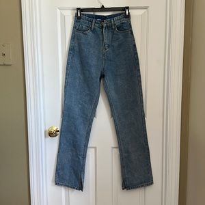Split Hem High Waisted Jeans Size 25 Light Wash